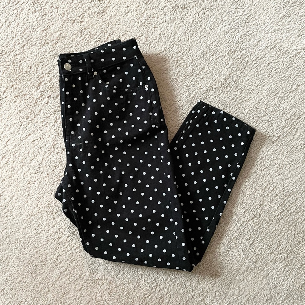 Top Shop Motto Mom Black Polka Dot Jeans